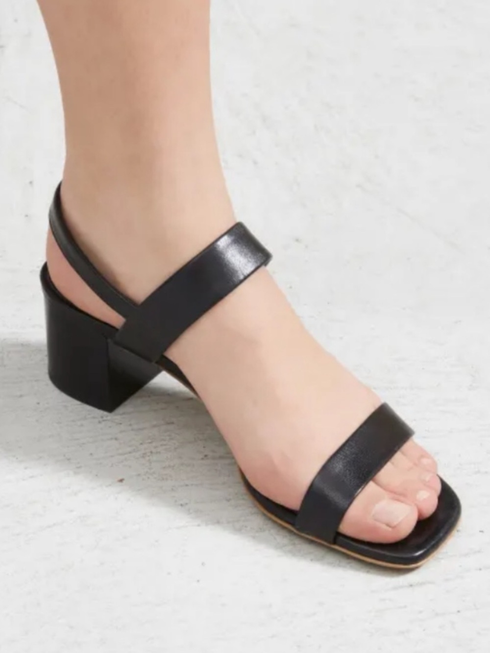 Everlane Double Strap Block Heel Square Toe Sandals in Black Leather Size 8.5 - Picture 7 of 10